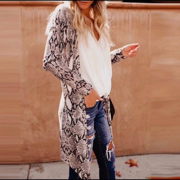 New.! Open Kimono XL Snake Skin Print Pink Black - Picture 5 of 8